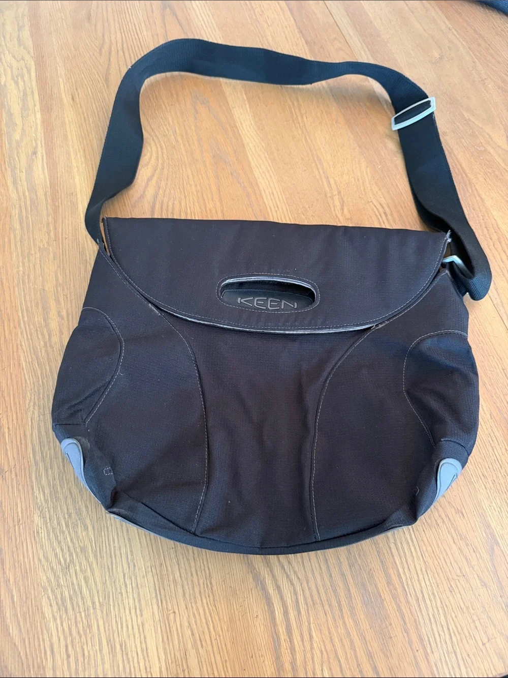 Keen Black Nylon Crossbody Messenger Bag with Adjustable Strap
